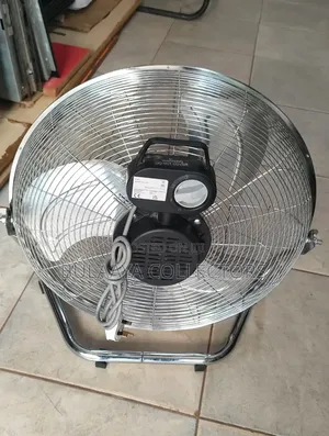 Uk Used Industrial-Style High-Velocity Stainless Steel Floor Fans.