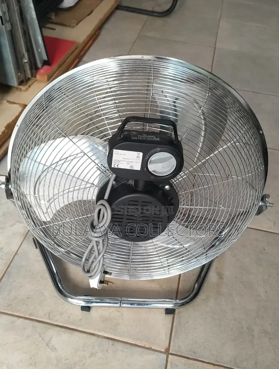 Uk Used Industrial-Style High-Velocity Stainless Steel Floor Fans.
