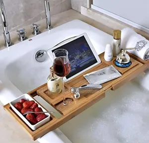 Expandable Bamboo Bathtub Caddy Tray
