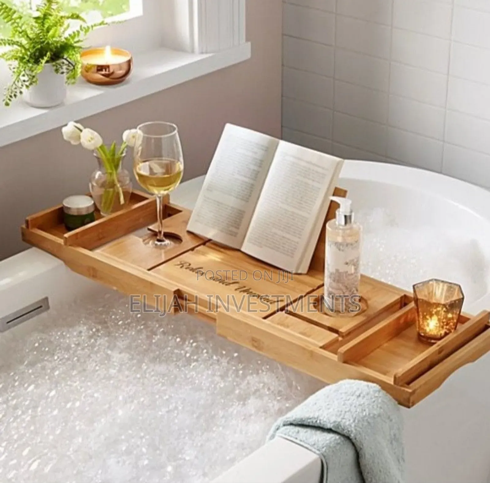 Expandable Bamboo Bathtub Caddy Tray