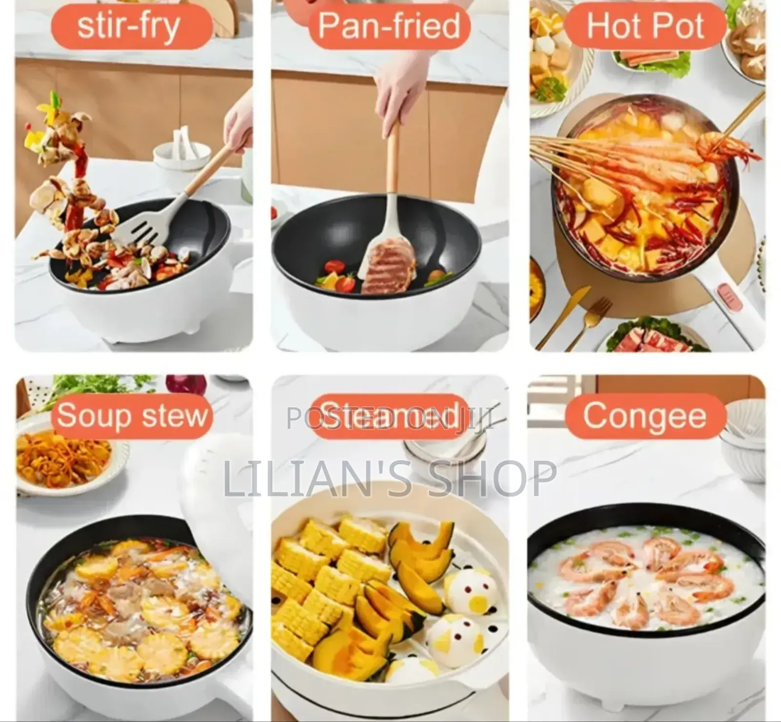 4l Multifunctional Electric Wok 2-in-1 Non-stick Electric Frying Pan
