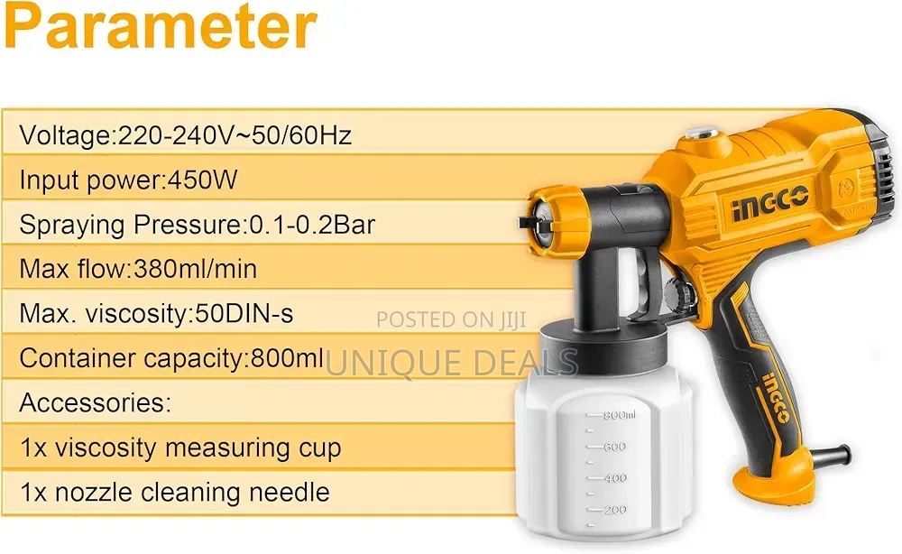 Ingco 450w Electric Spray Gun, 800ml