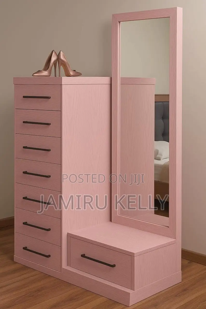 Glossy Pink Closet With Mirror – Chic Modern Storage Style