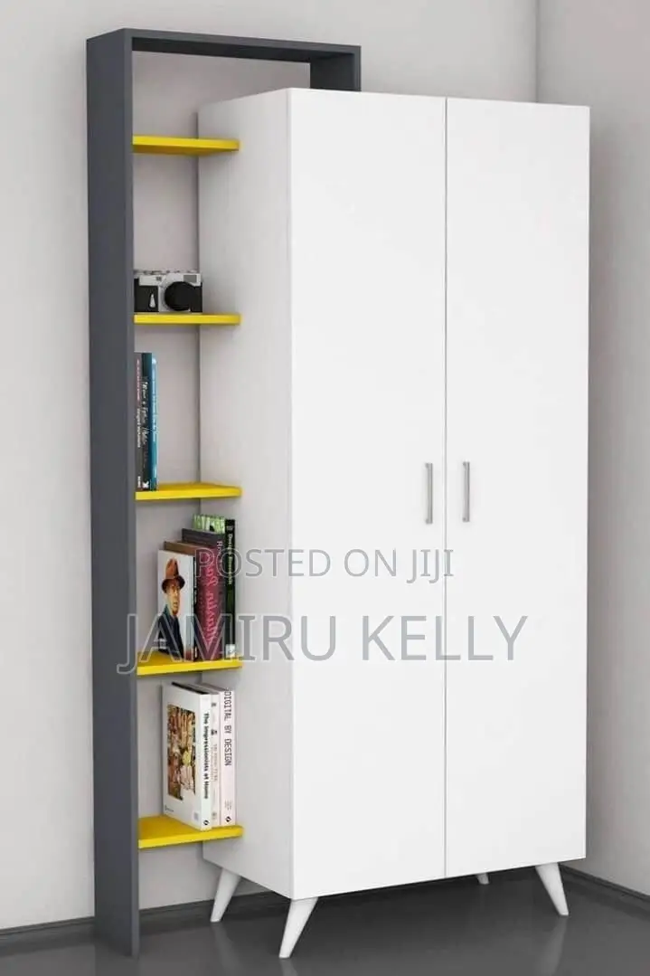 Designer 2-Door Closet With Side Shelf Unit – Elegant Home Furniture
