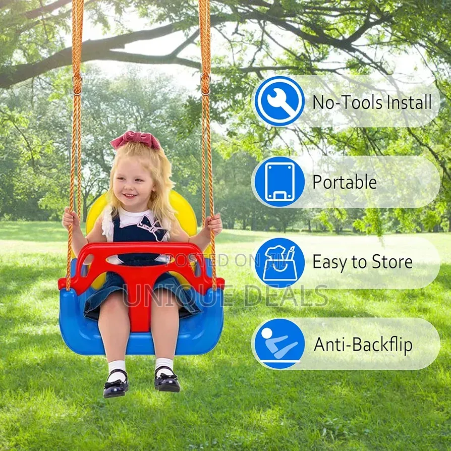3-in-1 Convertible Kids Swing Seat With Detachable High-back Support