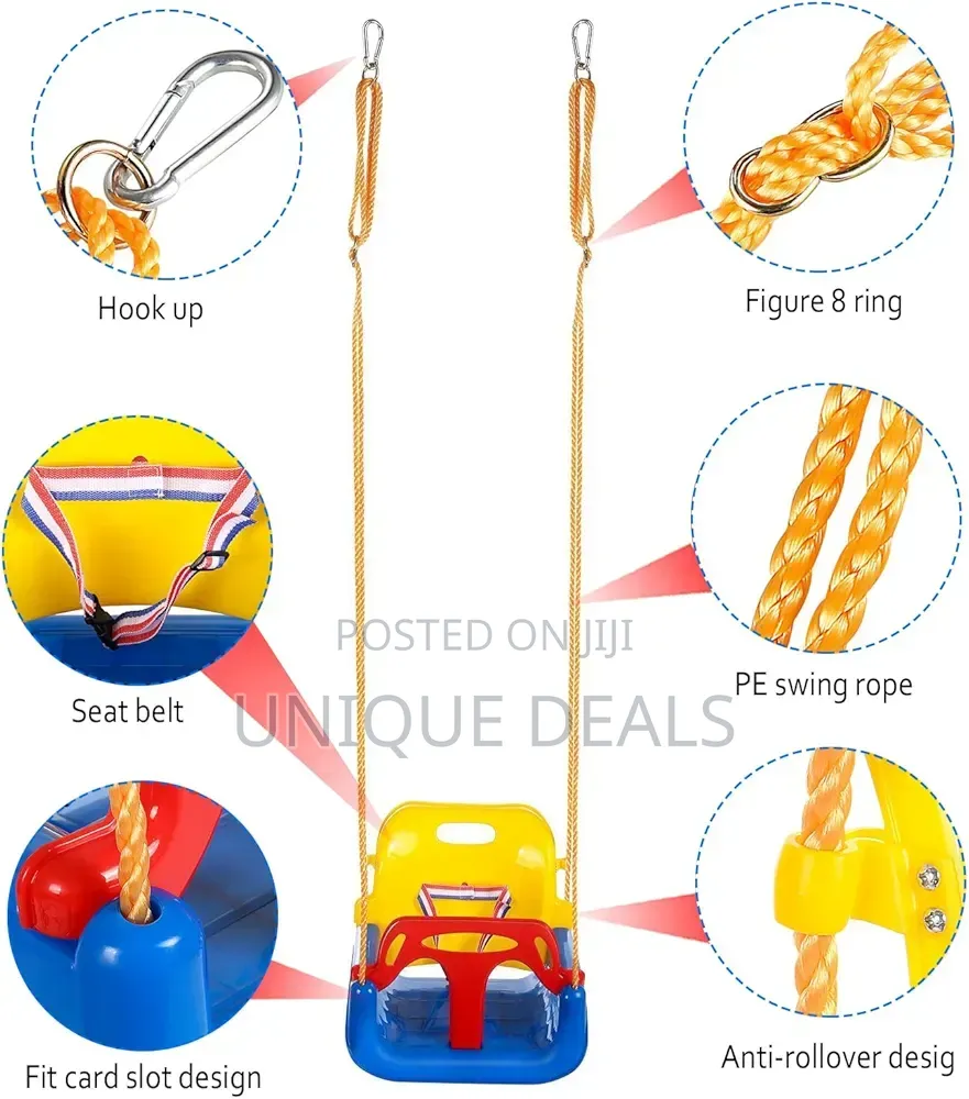 3-in-1 Convertible Kids Swing Seat With Detachable High-back Support