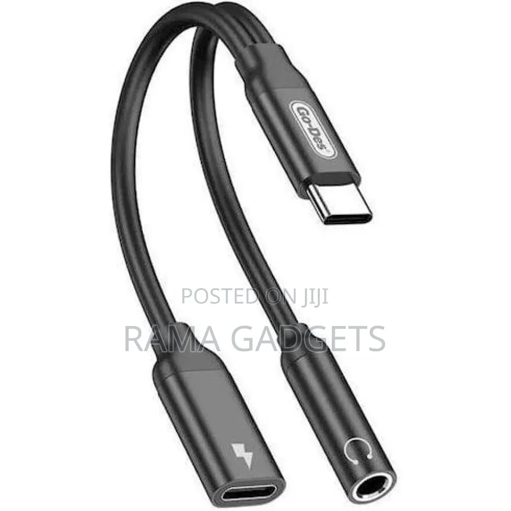 Go-Des 2 in 1 Type C Male Audio Cable to 3.5mm Female Earphone Jack