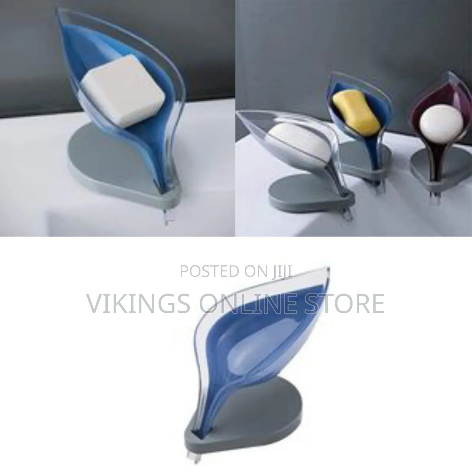 Leaf Shape Soap Dish Box-Self Draining Soap Holder ,Blue