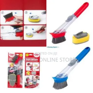 Kitchen Usable Long Handle Sponge Pot Cleaner With White Wok Brush