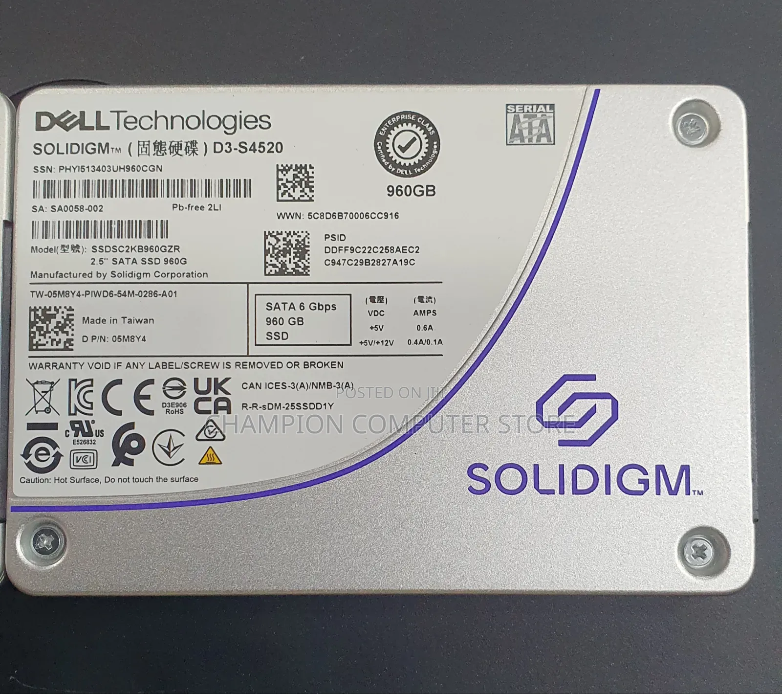 Dell 960gb SSD Sata 2.5" Inch for Laptop Destop