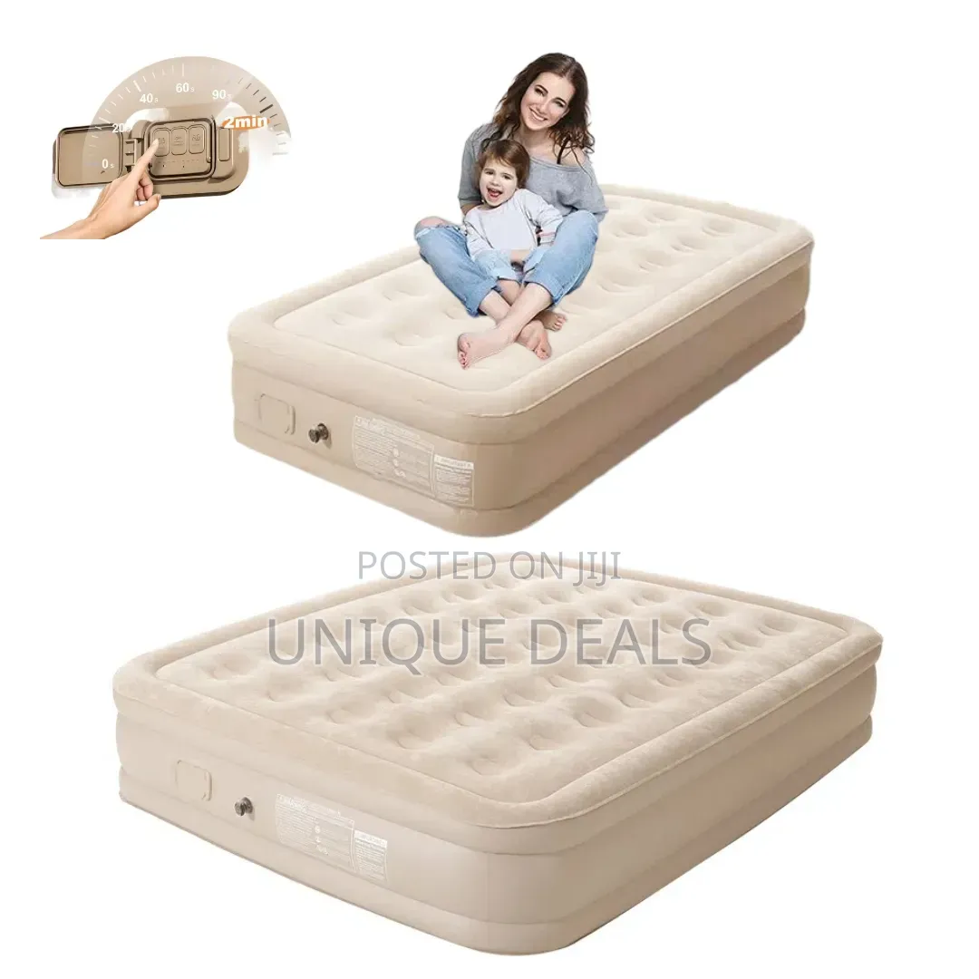Inflatable Air Bed, Air Mattress With Built-in Electric Pump