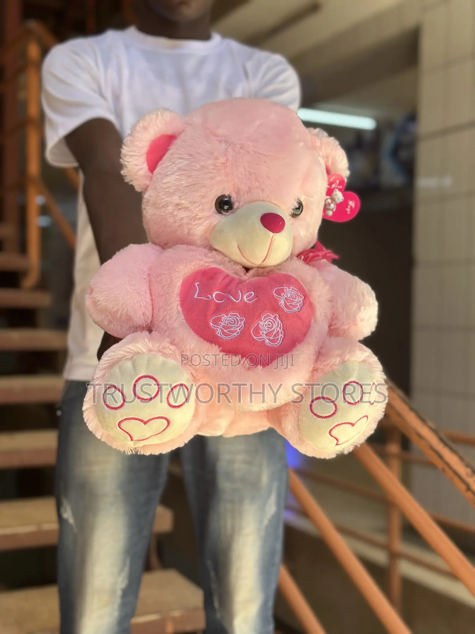 Pink Heart Teddy Bear - Medium Size