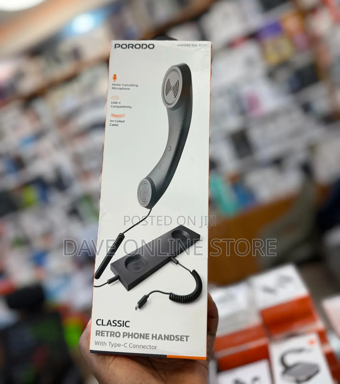 Porodo Classic Retro Phone Handset With Type Connector-