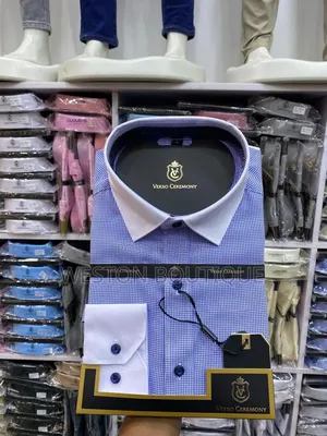 Original White Collar Men's Blue Long Sleeve Shirt