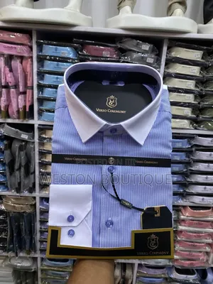 Original White Collar Men's Blue Long Sleeve Shirt
