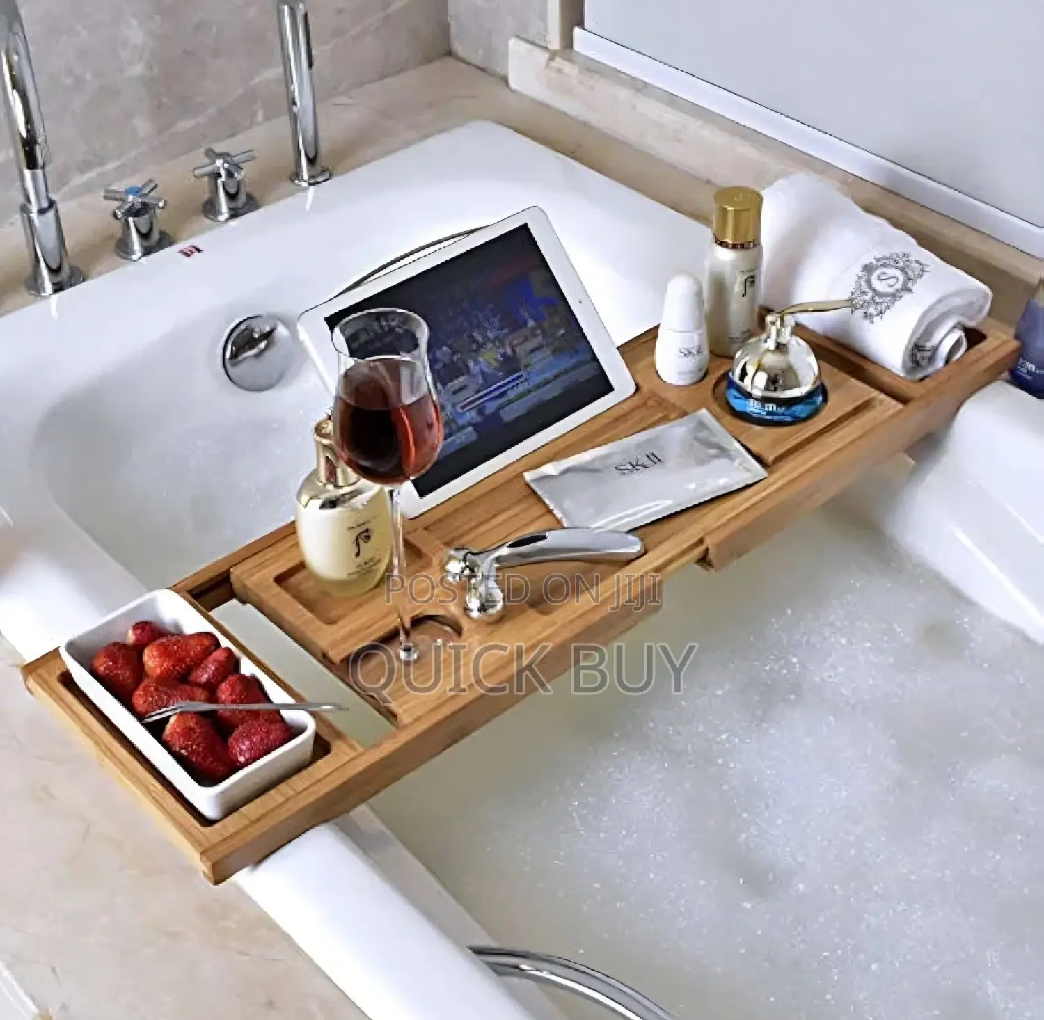 Expandable Bamboo Bathtub Caddy Tray