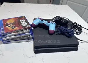 Sony Playstation 4 Slim Console - 2 Controllers 8 Games With Cords