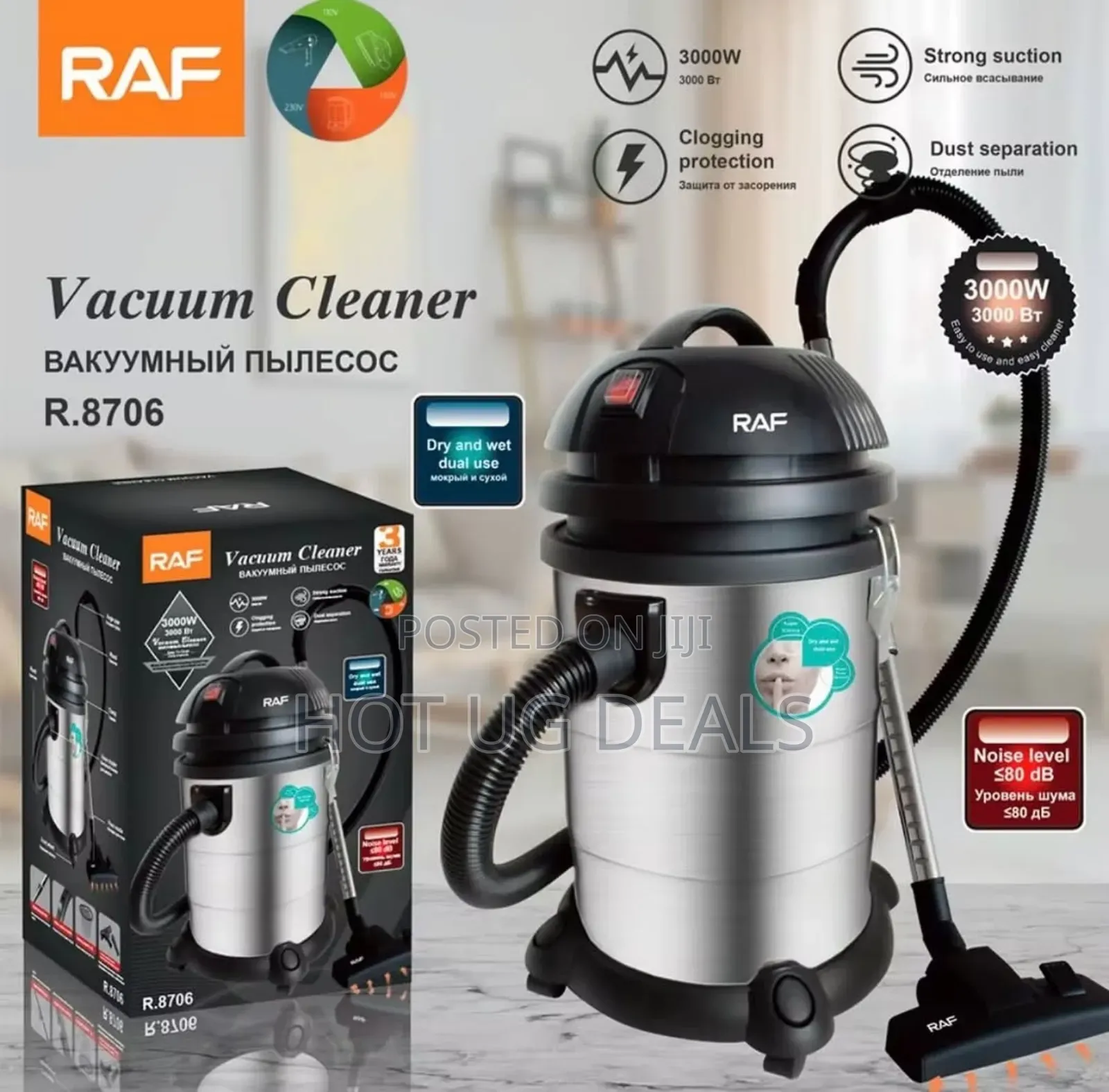 Raf 30l Carpet Vacuum Cleaner– Powerful 3000w Wet Dry Vacuum