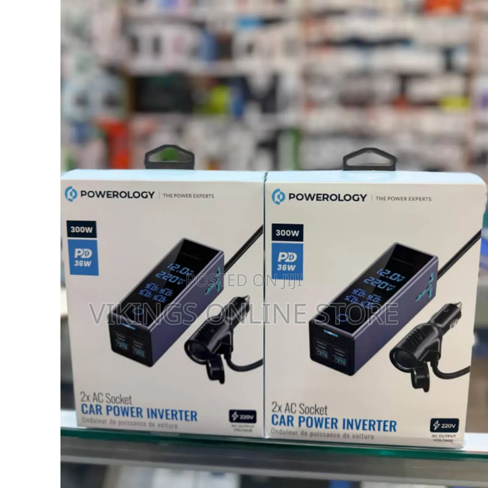 Powerology 300w Car Power Inverter With 2 Ac Sockets and Usb-C Pd 36w
