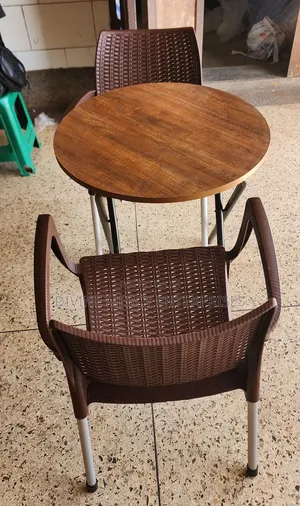 Round Wooden Folded Table and Steel Leg Chair