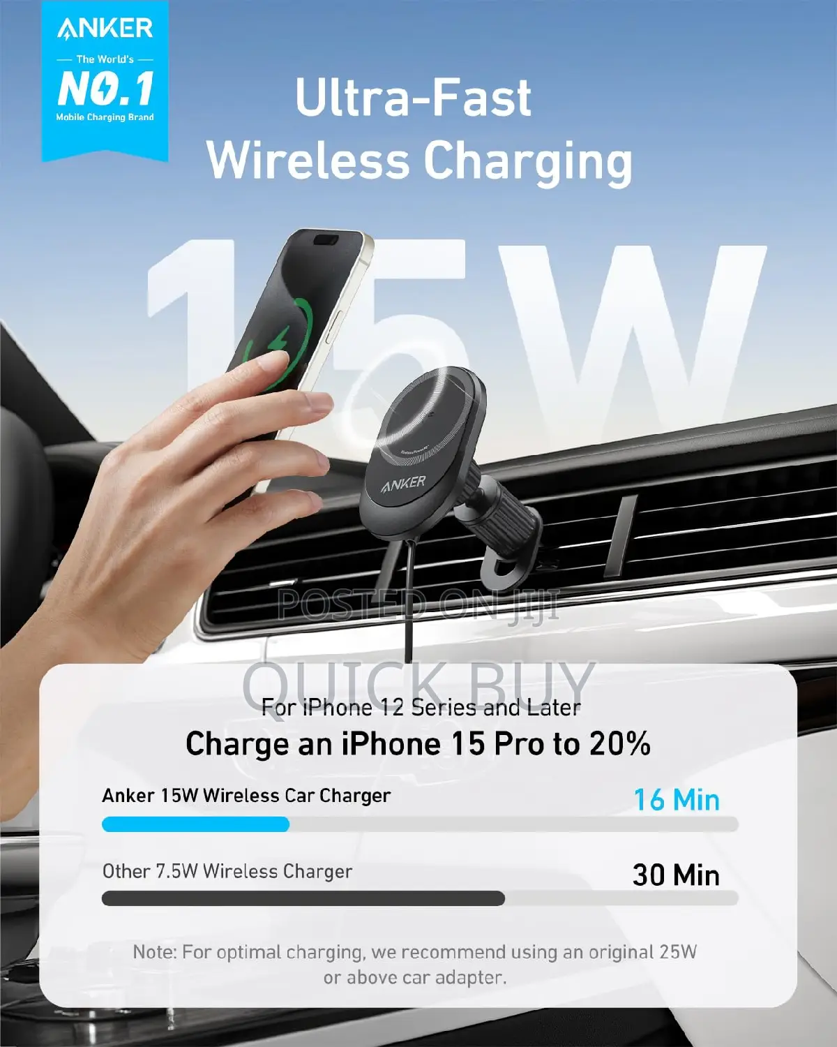 Anker Maggo Wireless Car Charger (Model B2932)
