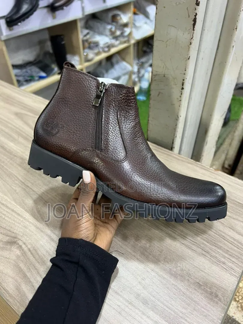 Quality Men's Double Zip Up Timberland Boots Black and Brown
