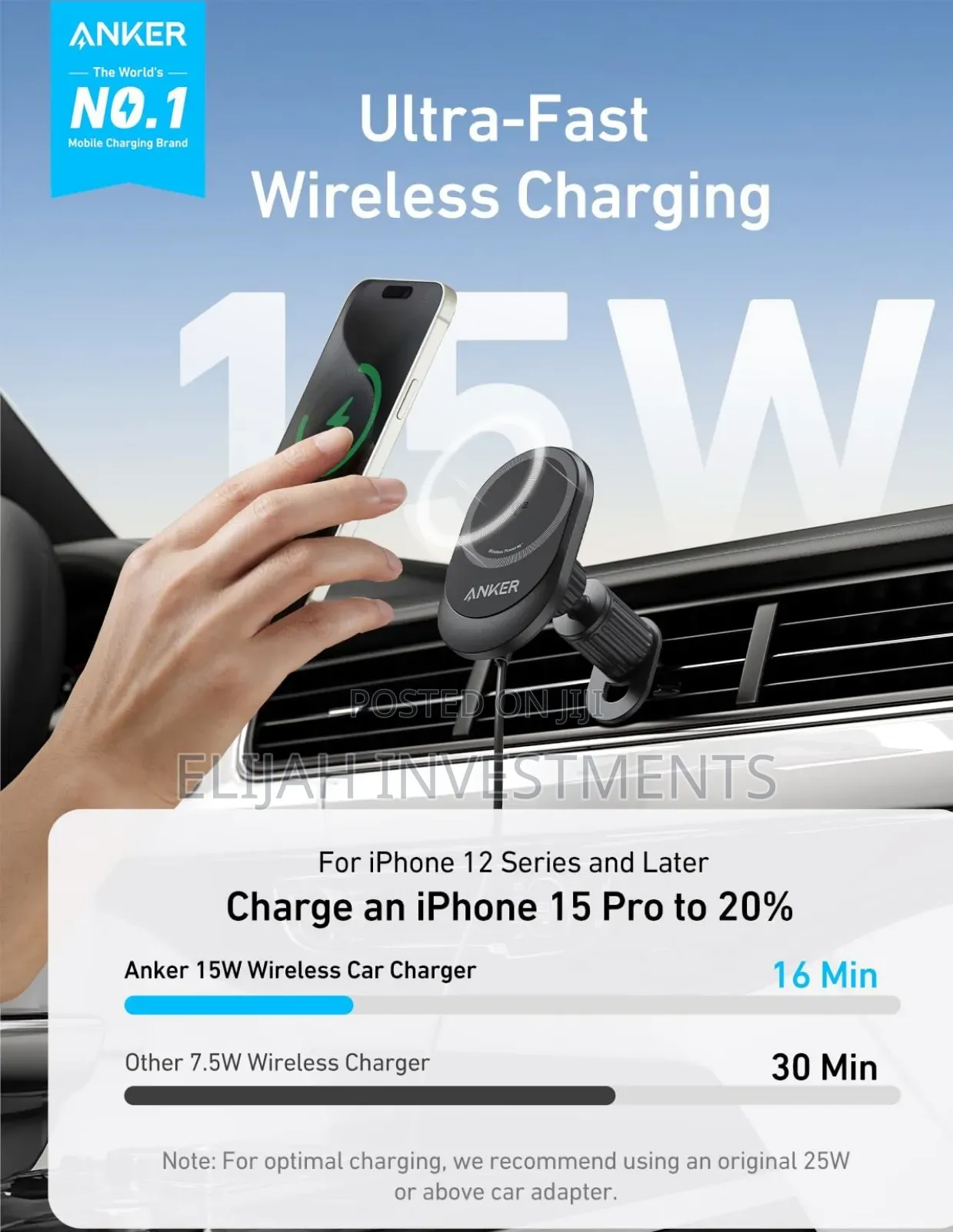 Anker Maggo Wireless Car Charger (Model B2932)