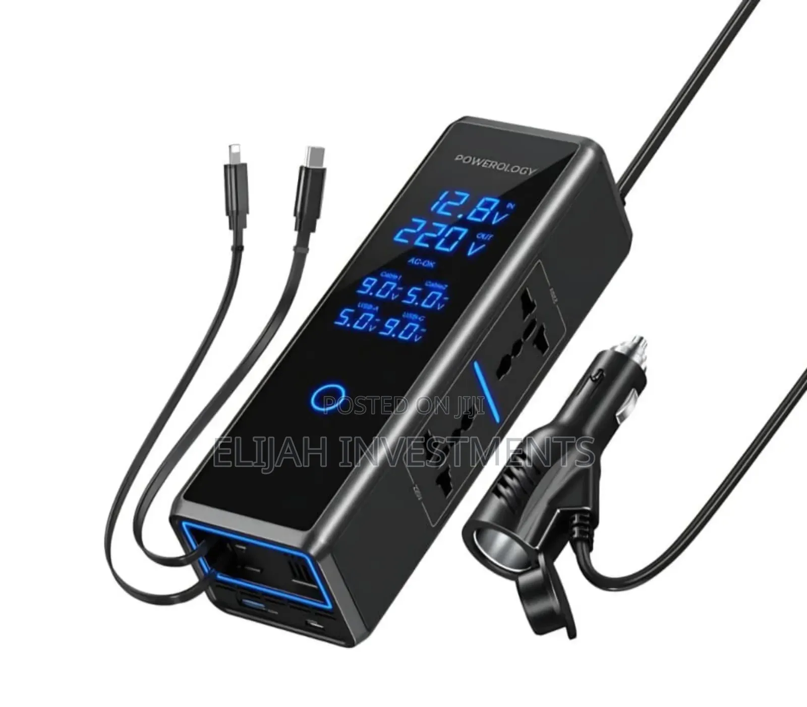 Powerology 300w Car Power Inverter Dc 12v to 220v Ac