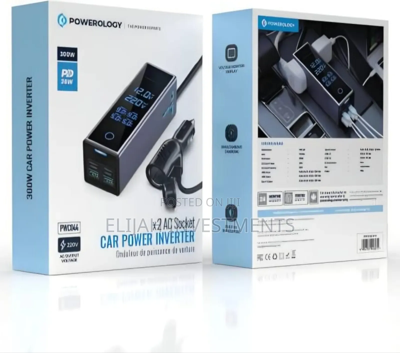 Powerology 300w Car Power Inverter, 2 Ac Sockets,36pd