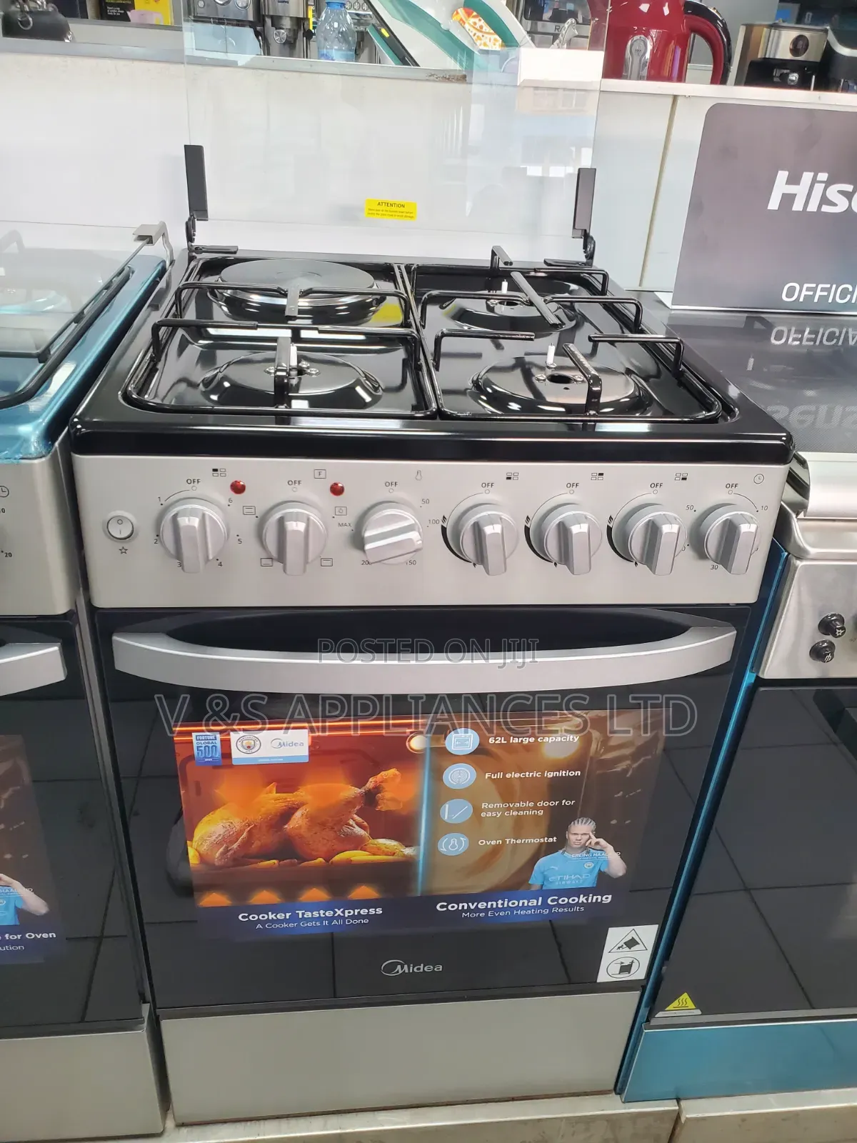 Midea Gas Cooker 50by60cm 3gas 1electric 50e3g1h-Bk