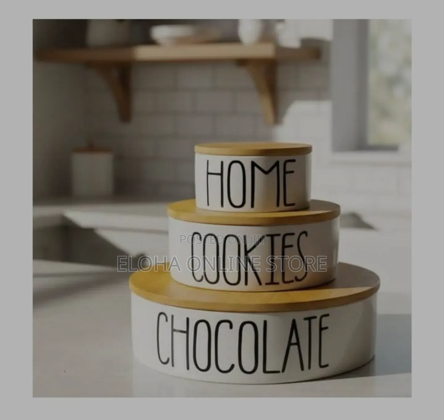 3-Piece Set of White Ceramic Kitchen Storage Canisters