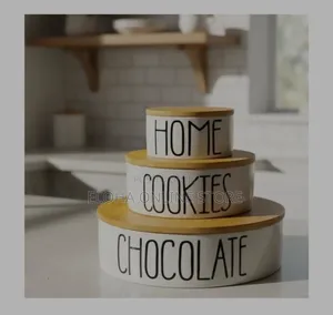 3-Piece Set of White Ceramic Kitchen Storage Canisters