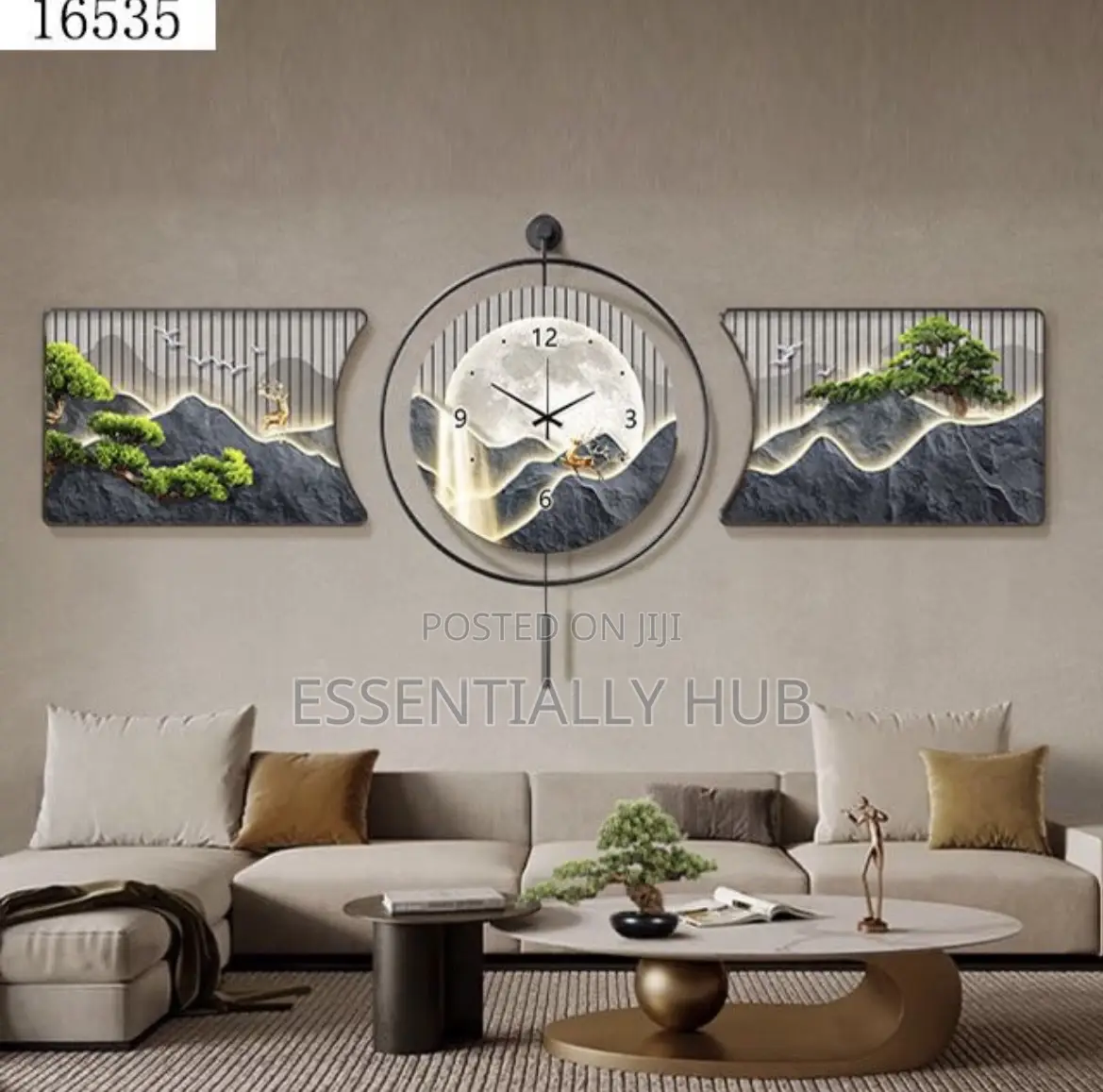 3in 1 Wall Design With Wall Clock