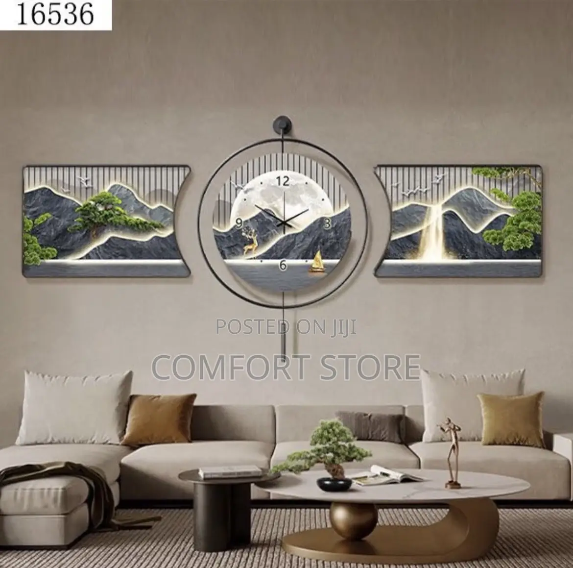 3in 1 Wall Design With Wall Clock