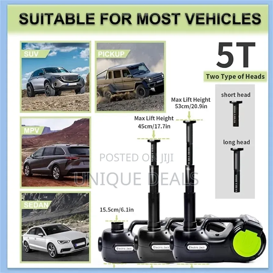 Electric Car Jack Kit, 3-in-1 Electric Hydraulic Car Jack Kit