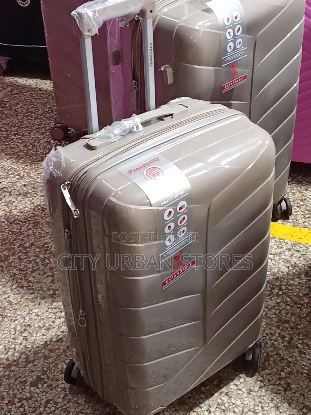 Brown Medium Plastic Suitcases