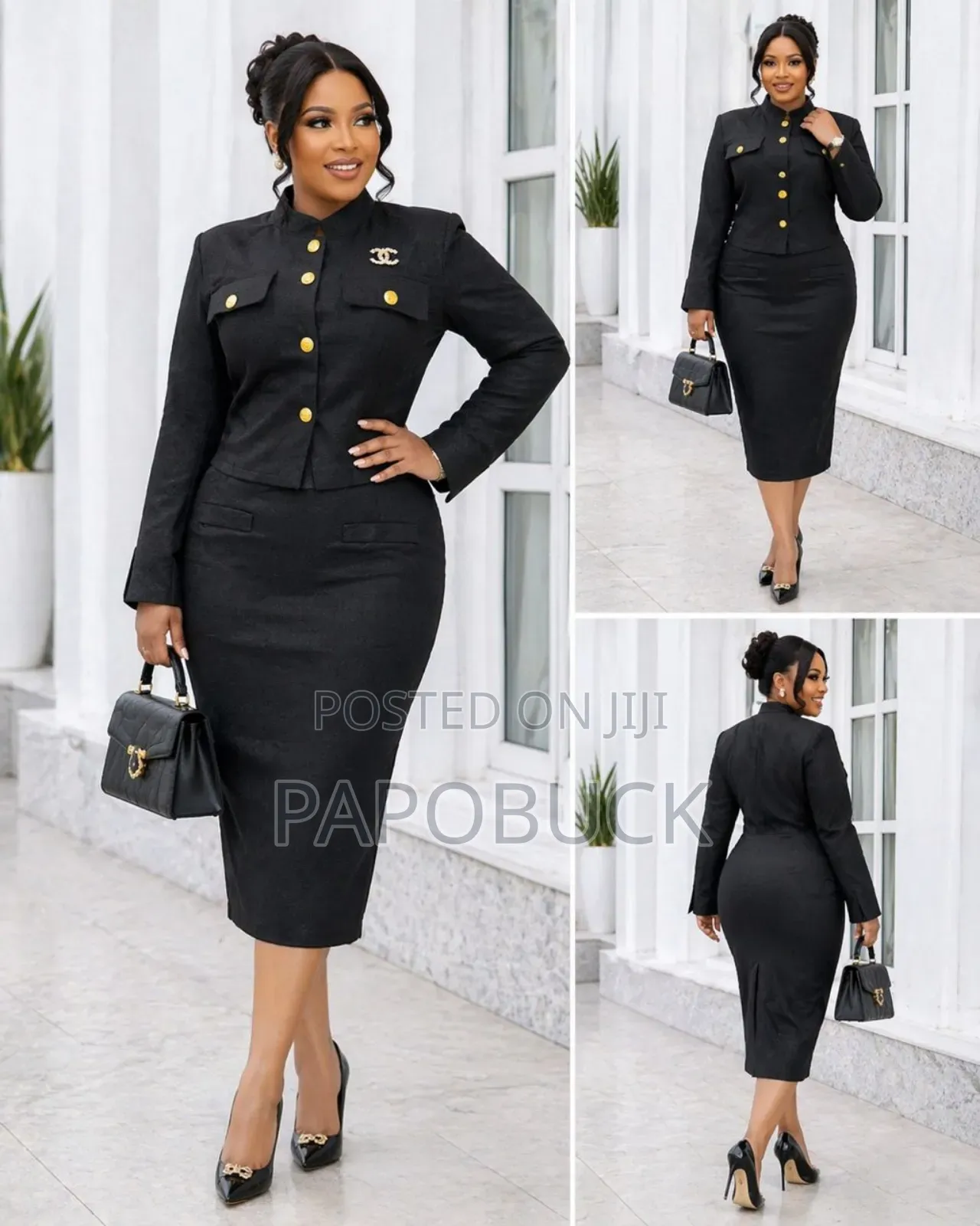 Women's Fashionable Black Skirt Suit