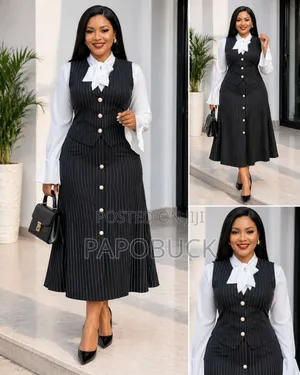 Women's Three-Piece Striped Pinafore Set
