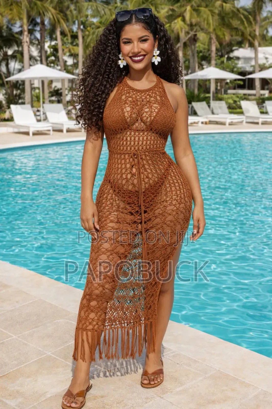 Women's Knitted Crochet Maxi Cover-Up Dress