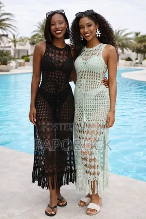 Women's Knitted Crochet Maxi Cover-Up Dress