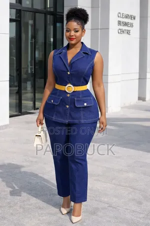 Women's Denim Vest and Capri Set.