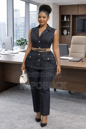 Women's Denim Vest and Capri Set.