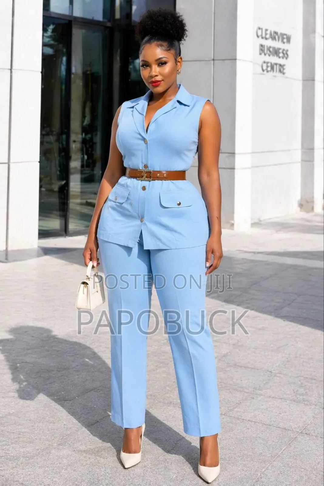 Women's Denim Vest and Capri Set.