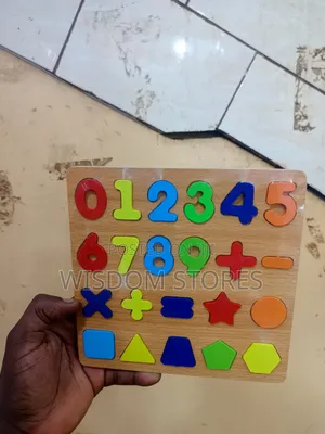 Wooden Numbers and Shapes Puzzle Board