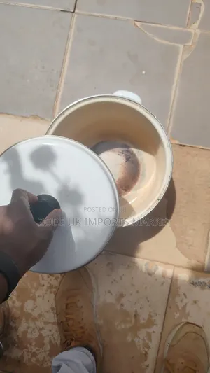 10l Vintange White Enameled Steel Stock Pot