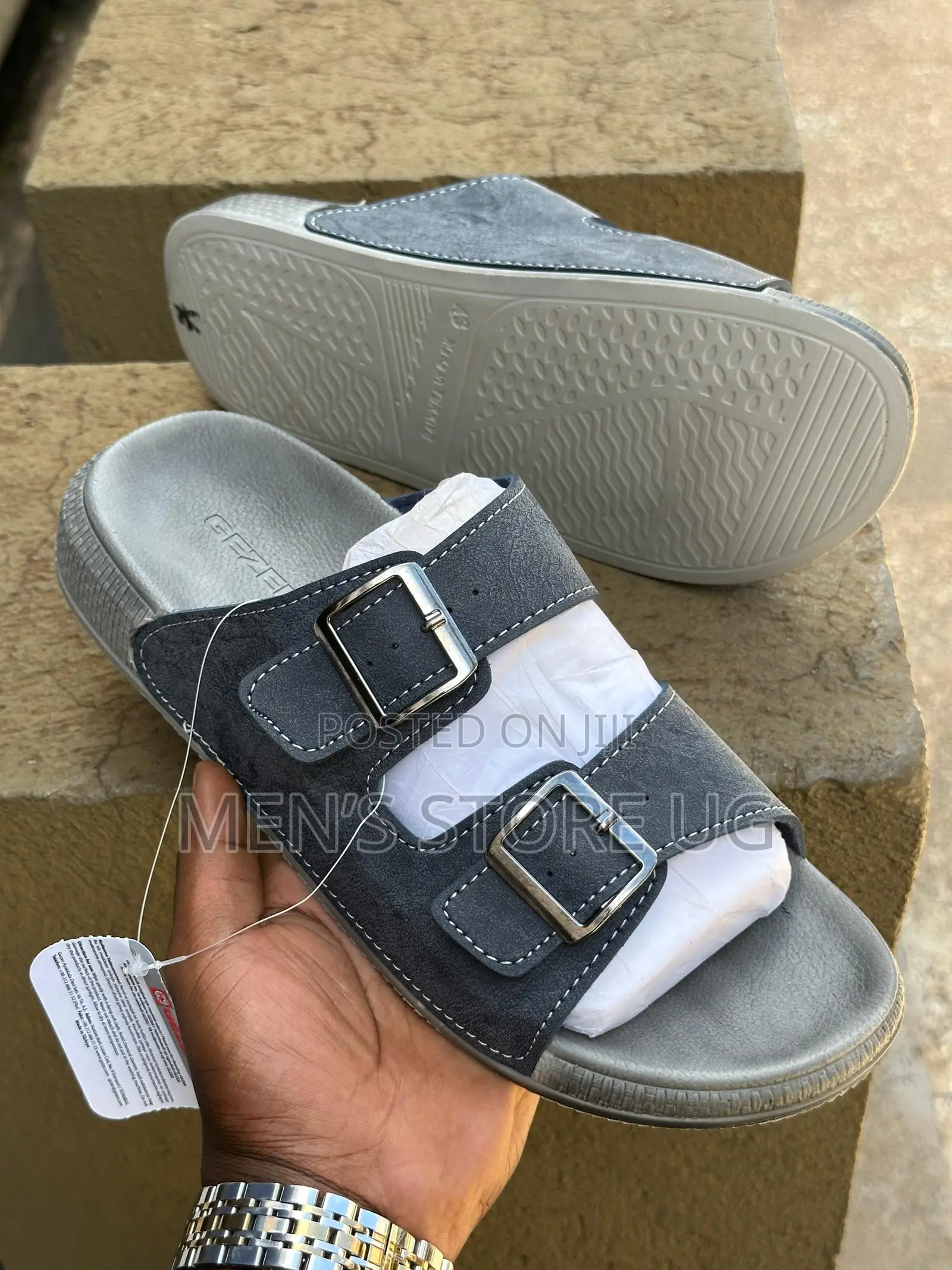 Men’S Classic Genuine Leather and Rubber Sole Straps Sandals