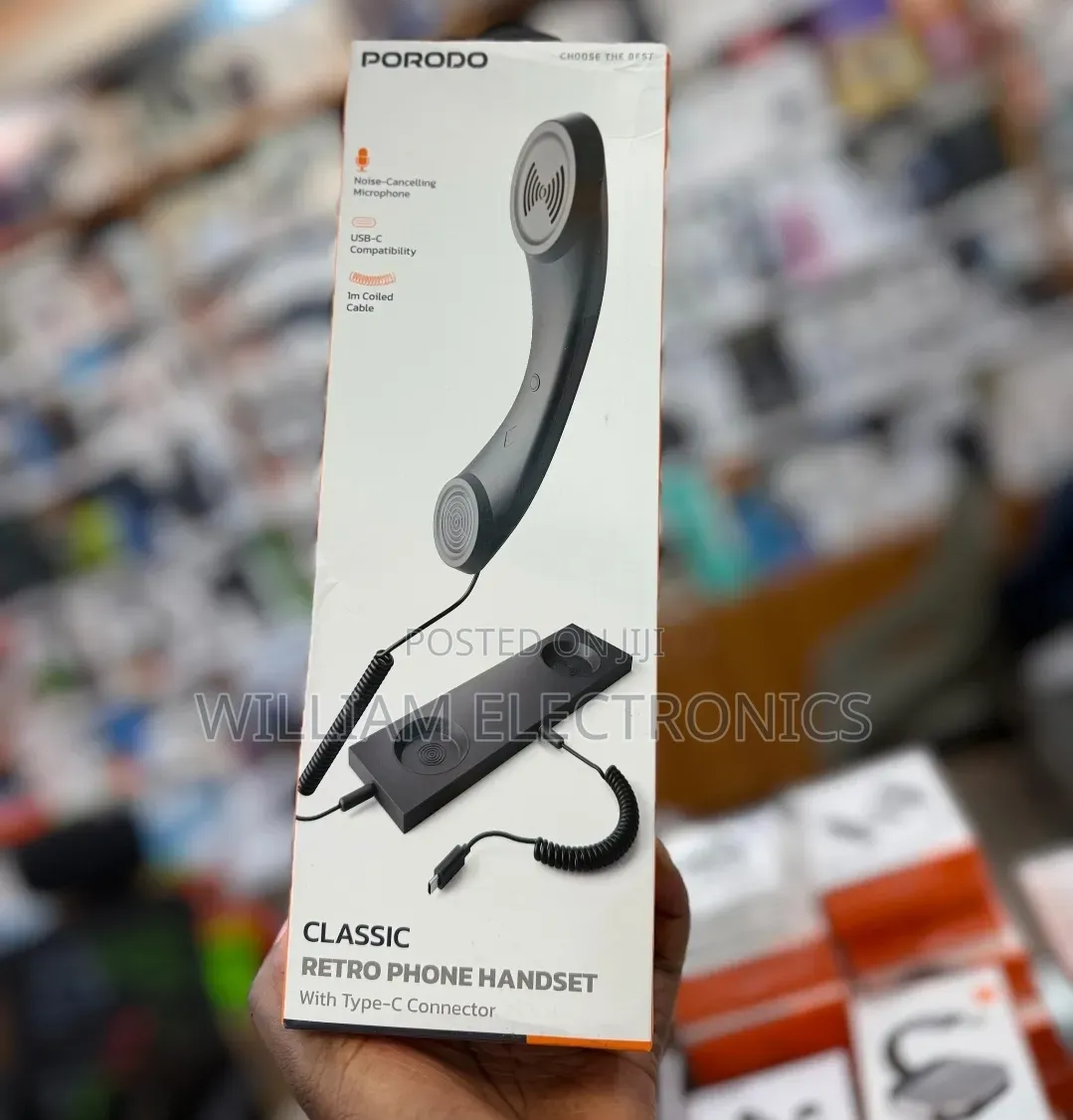 Porodo Classic Retro Phone Headset With Type-C Connector