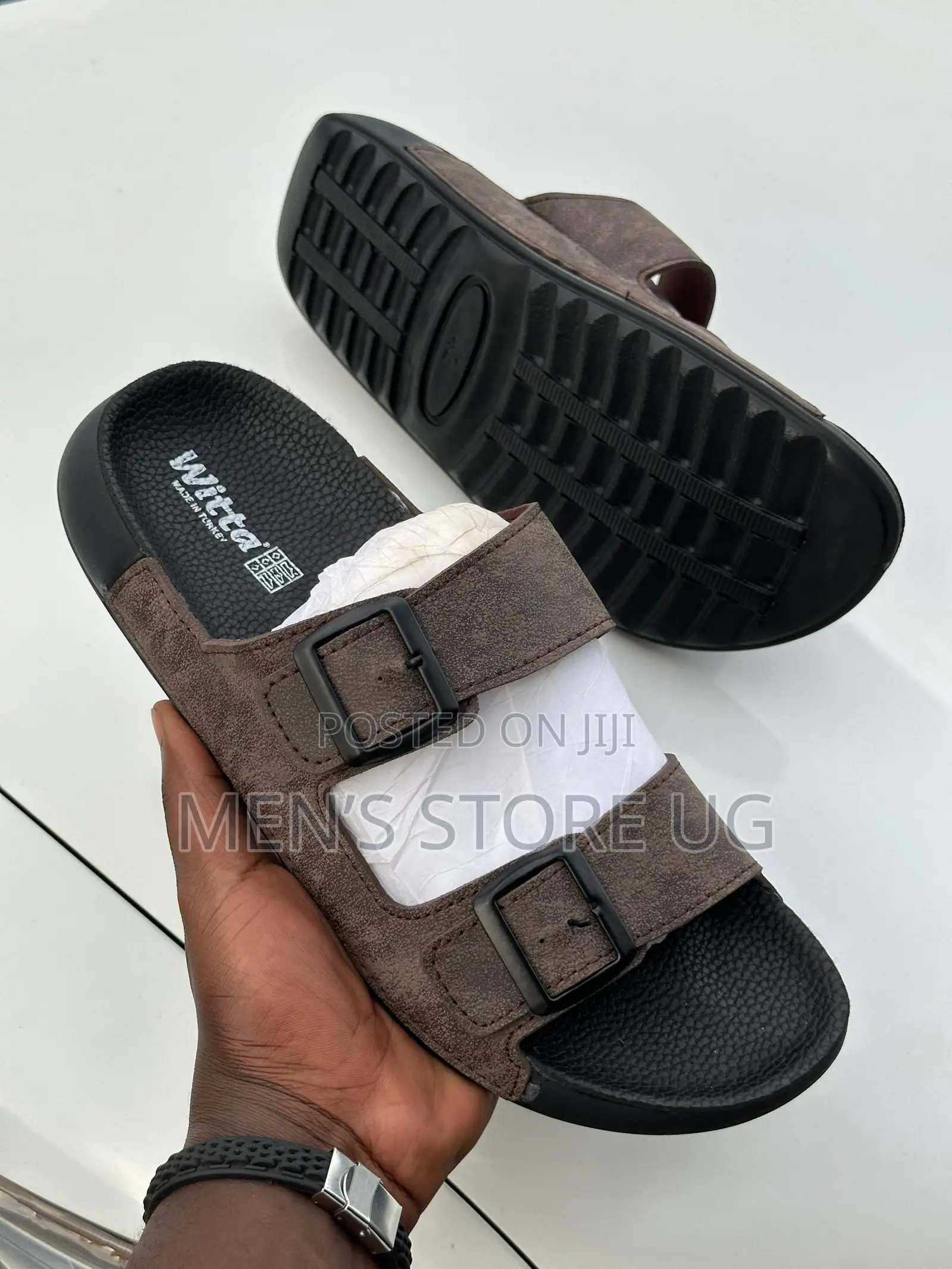 Witta Turkish Men’S Classic Genuine Leather and Rubber Sole Sandals