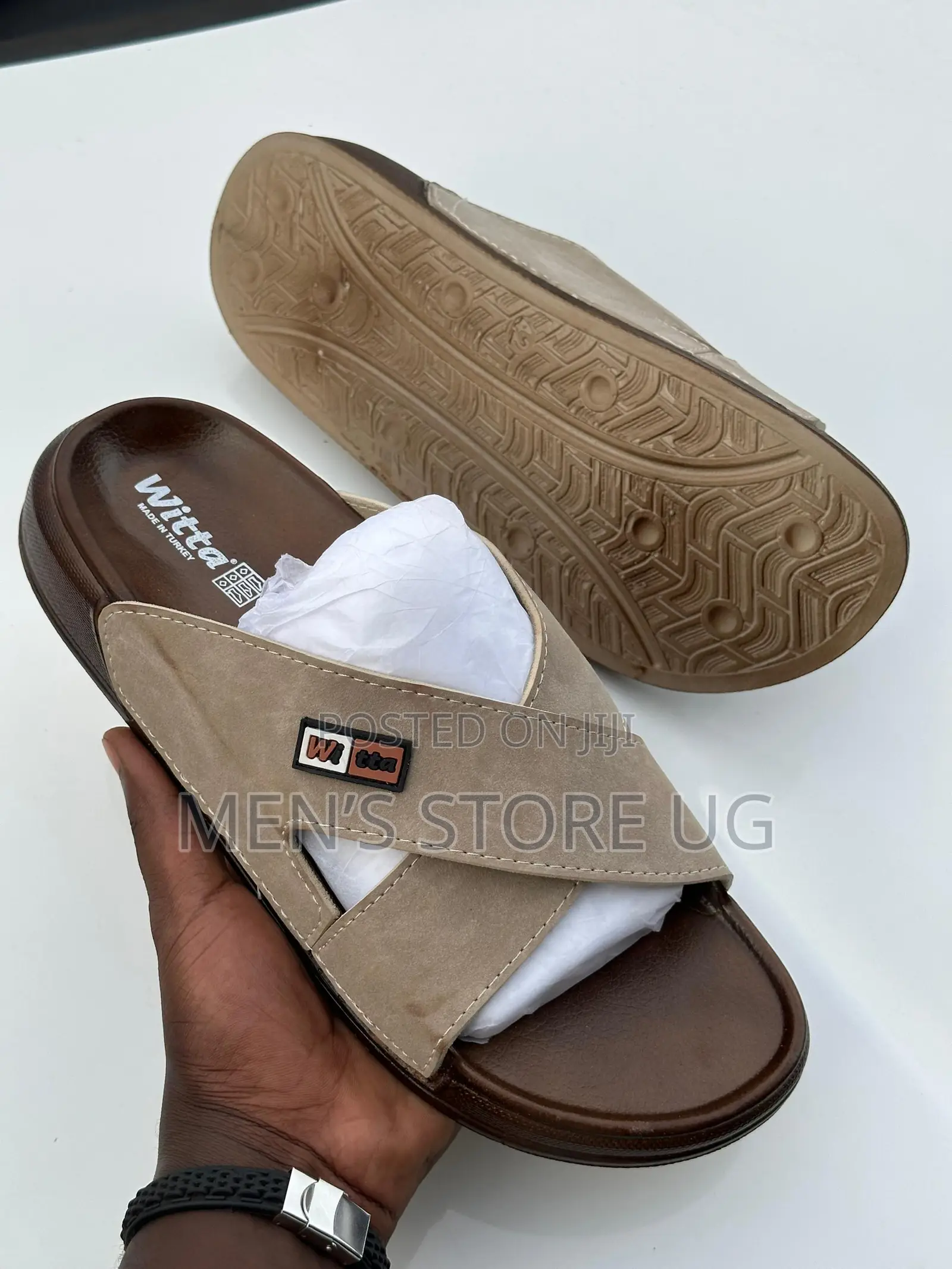 Witta Cross Men’S Classic Genuine Leather and Rubber Sole Sandals
