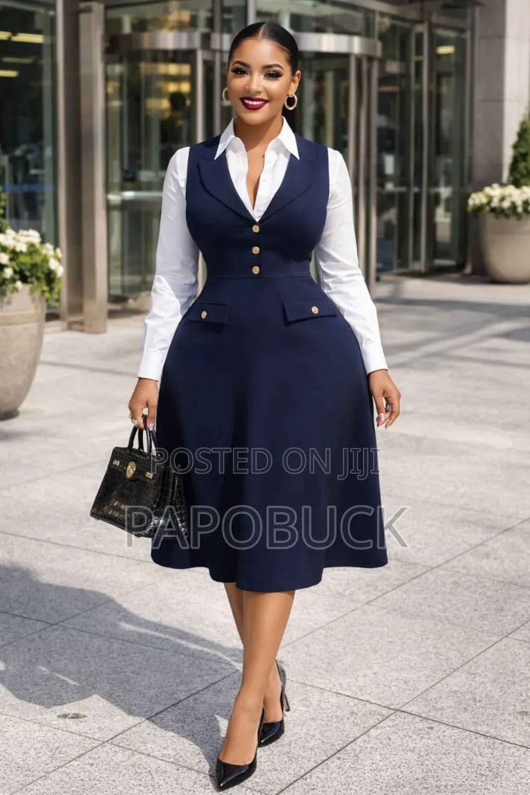 Women's 3pcs Pinafore Dress Set